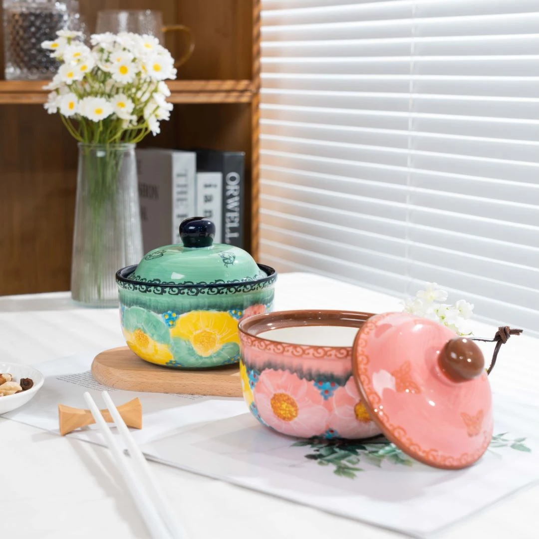 【美森专属】手绘樱花雪月/碧海沧田-4.5英寸带盖炖盅