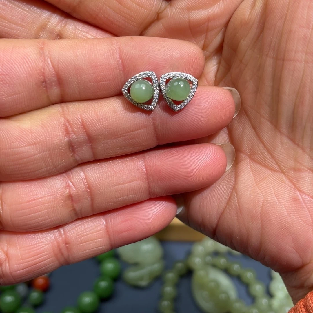 和田玉颈饰银S925镶嵌