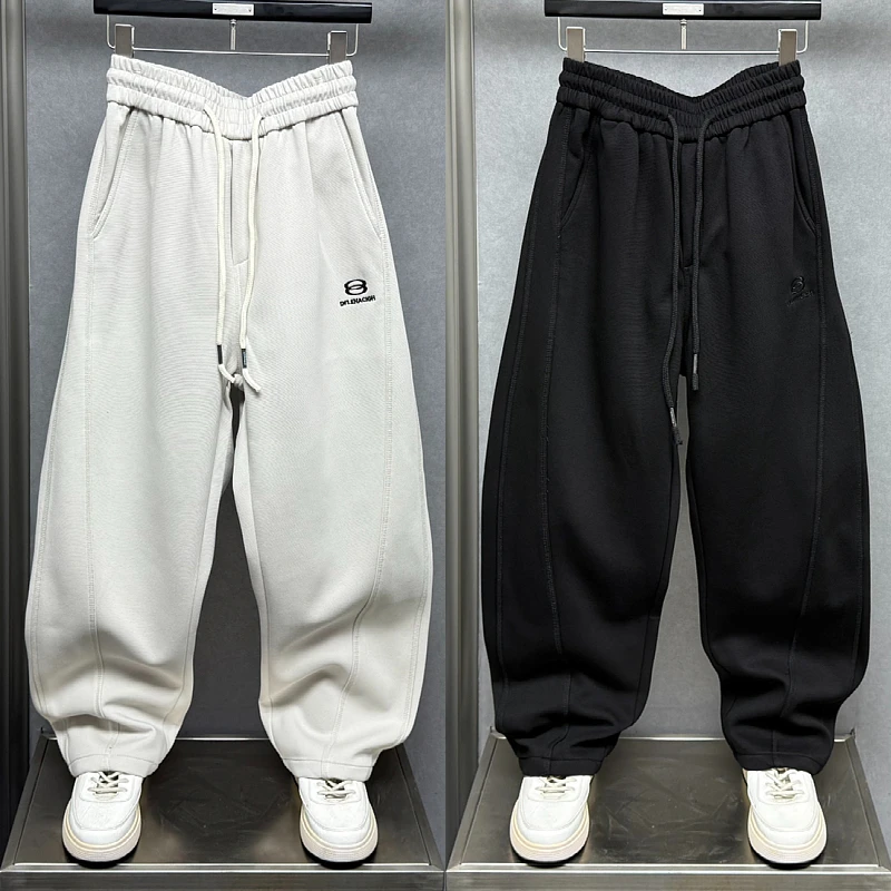 卫裤2025秋季新款潮牌刺绣宽松直筒运动裤男士时尚潮流百搭休闲裤