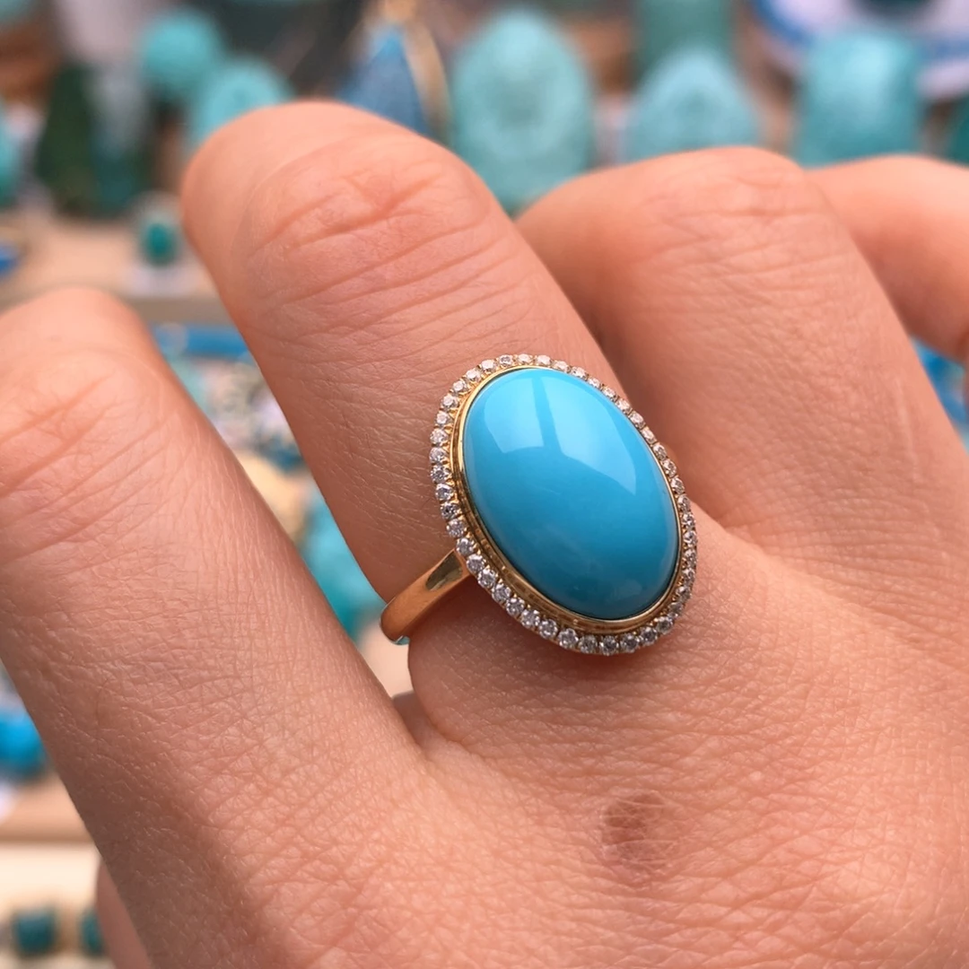 绿松石18K金镶嵌珠宝奇石