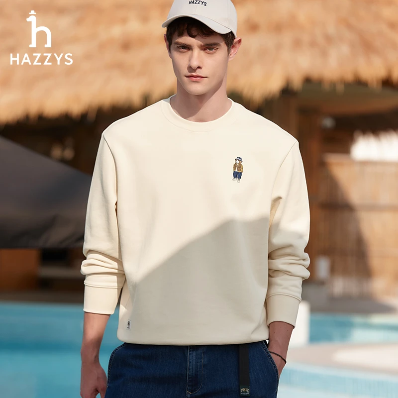 【PHIZ】Hazzys哈吉斯春季卫衣圆领上衣时尚长袖舒适男装休闲运动