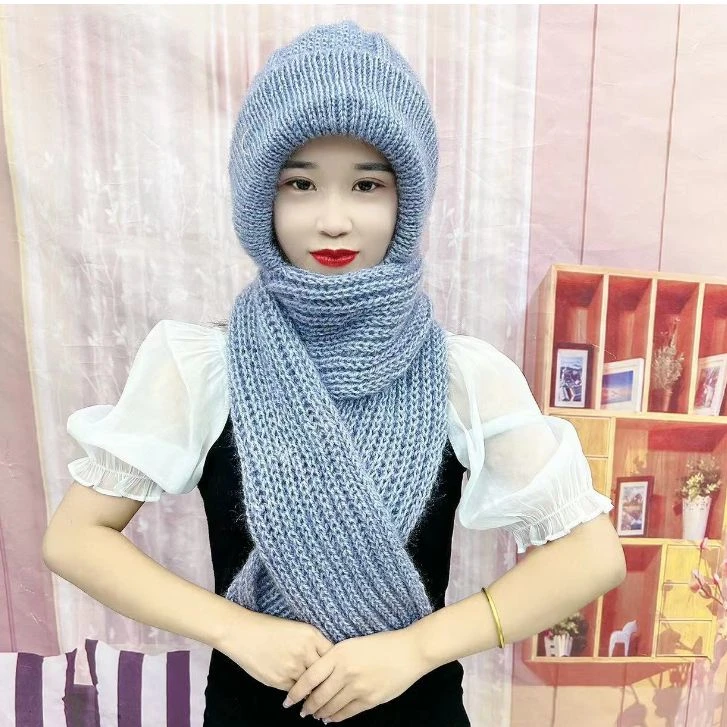 松鼠绒翻边冬季加绒围巾帽子一体风雪帽【J】