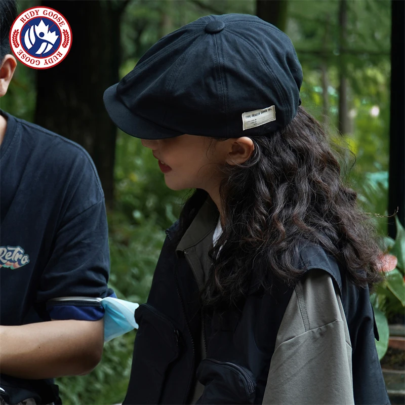 RUDY GOOSE日系夏季复古前进帽女鸭舌帽贝雷帽大头围显脸小画家帽