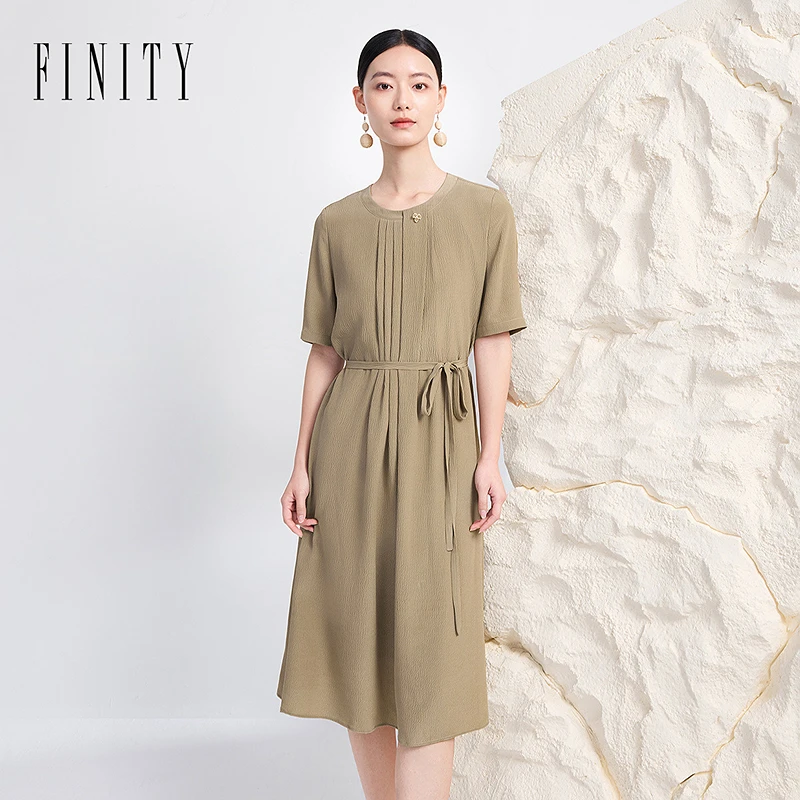 FINITY 新款100%桑蚕丝显瘦气质时尚休闲简约收腰法式 F21Y4D14L3
