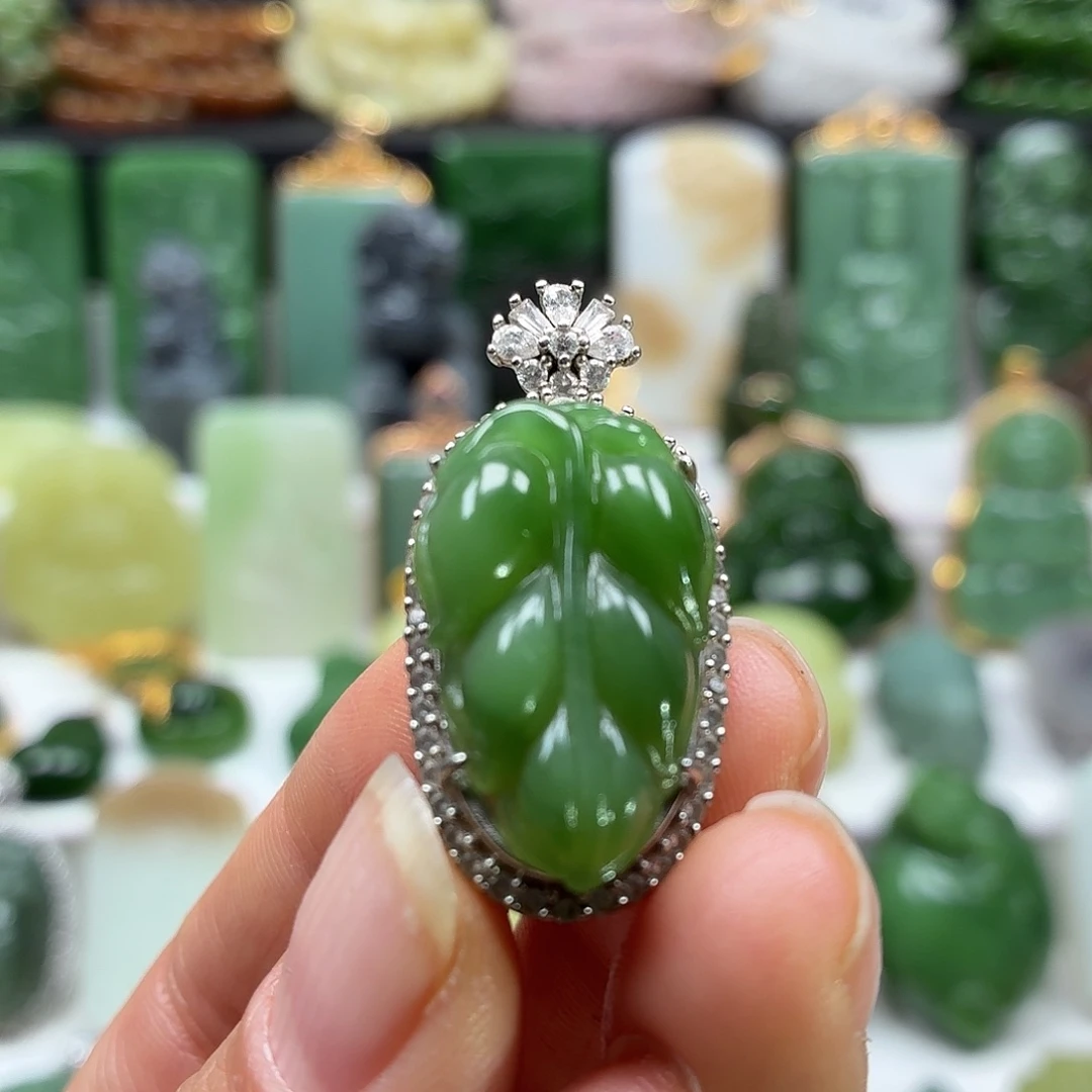 和田玉银S925镶嵌颈饰