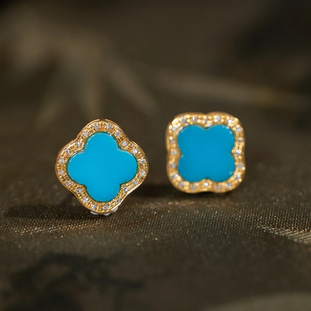 【歪歪】松石耳饰*18K金镶嵌（多样性发）N3993