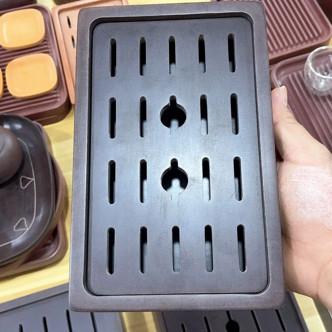 低**용紫檀色电木茶盘储水盘精工素盘22*14