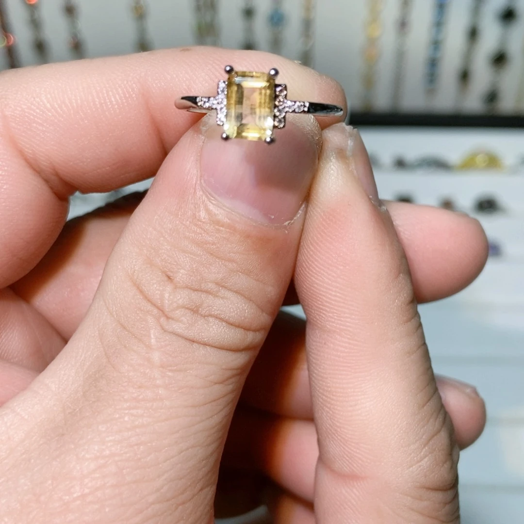 绿水晶戒指银S925镶嵌