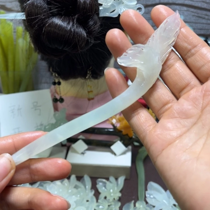 蛇纹石玉未镶嵌发簪