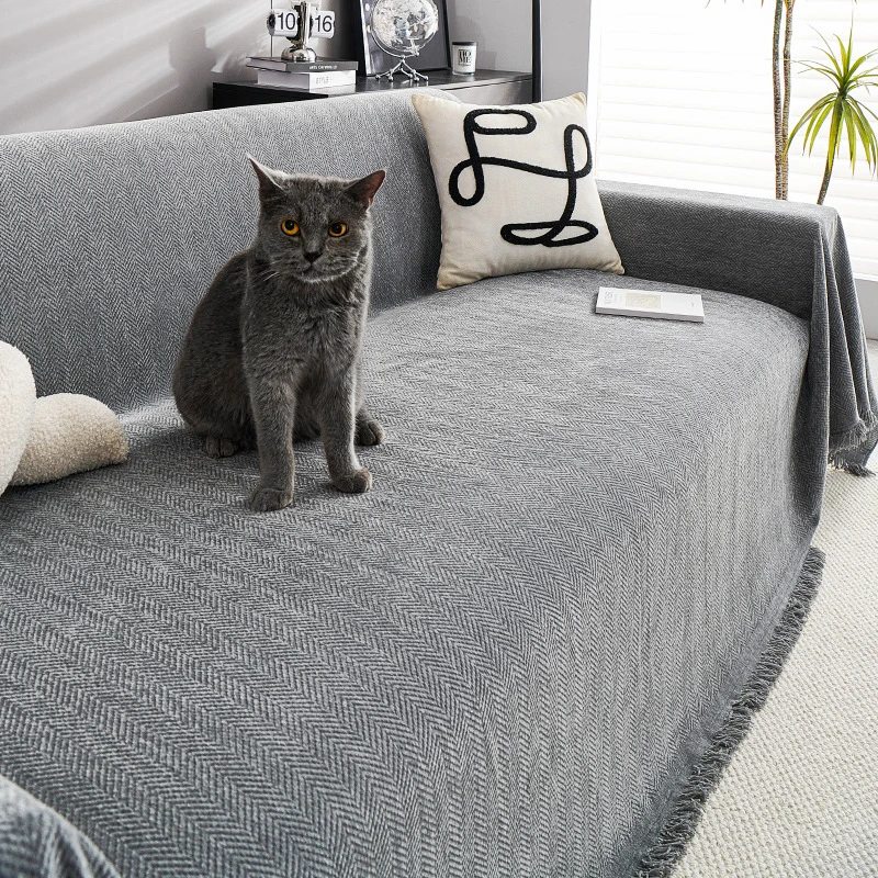 奶油风沙发盖布巾四季通用防水防猫抓皮沙发套罩全盖盖巾