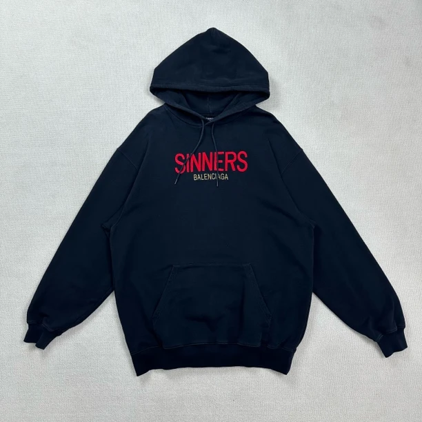 99新 Balenciaga/巴黎世家 刺绣logo连帽卫衣/M码/WL1770