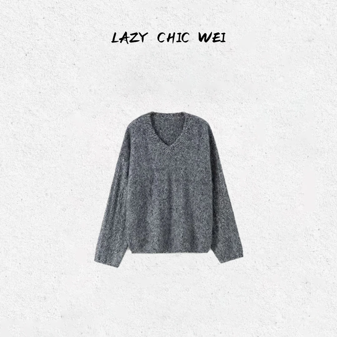 WEI 山羊绒绵羊毛混纺花纱拉绒针织上衣2552SSW5766
