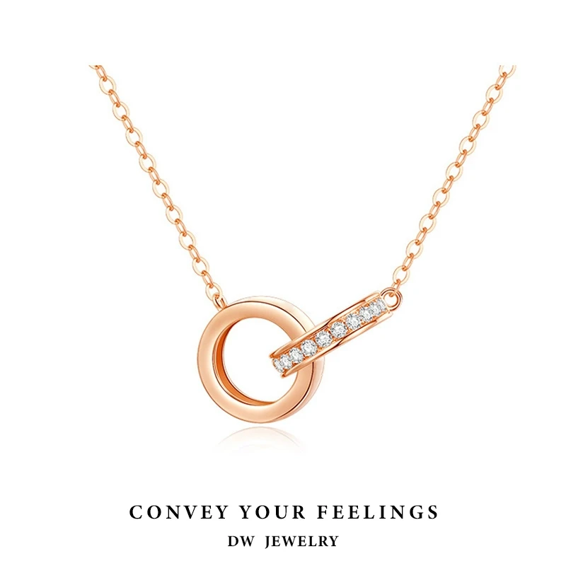 铜项链 女士气质双环圆形项链