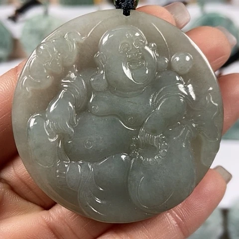 翡翠颈饰未镶嵌逍遥佛福利