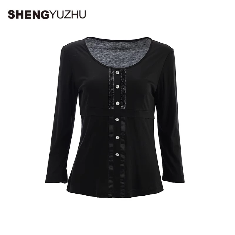 Shengyuzhu/声雨竹纯色衬衫女修身弹力上衣高级气质长袖轻奢时尚