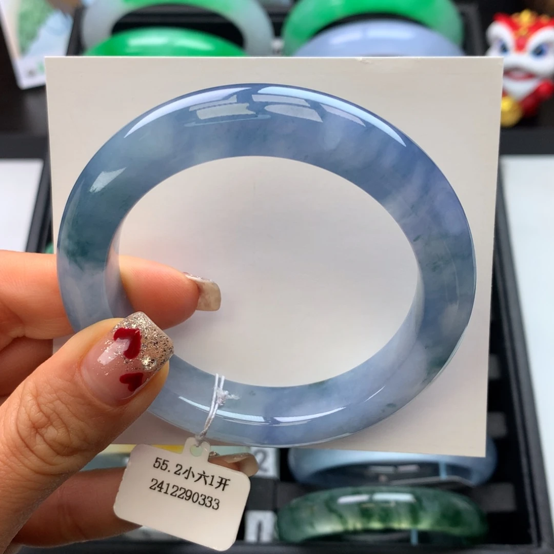 翡翠手镯未镶嵌55-56莫奈花园正圈泥鳅背