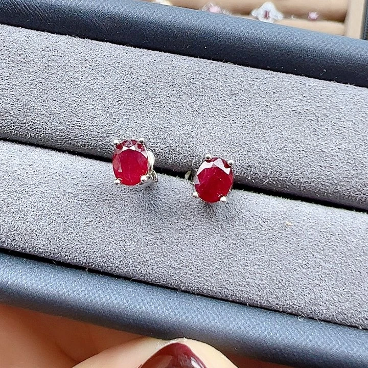 耳饰红宝石银S925镶嵌