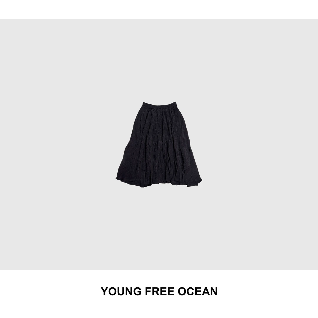YOUNG FREE OCEAN2025夏款 皱皱松紧腰裙9082