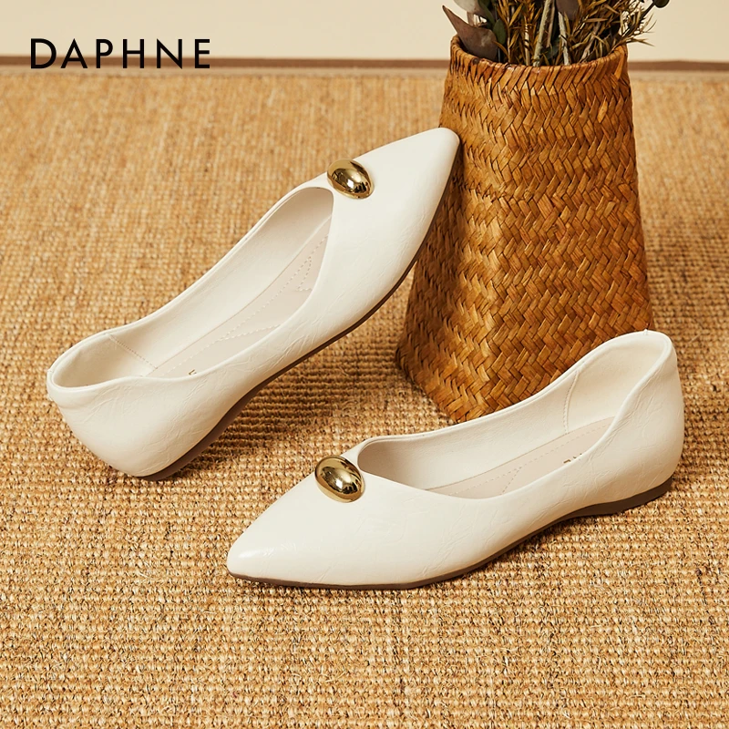 达芙妮尖头内增高浅口女单鞋夏季新款时尚百搭舒适平底鞋纯色船鞋