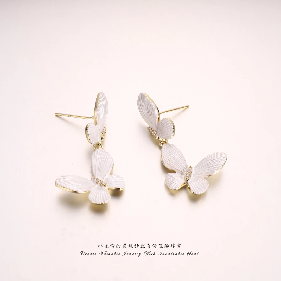 铜合金珐琅耳饰 【M·D】英·甜美蝴蝶精致高级感百搭耳环 MD-C-30947