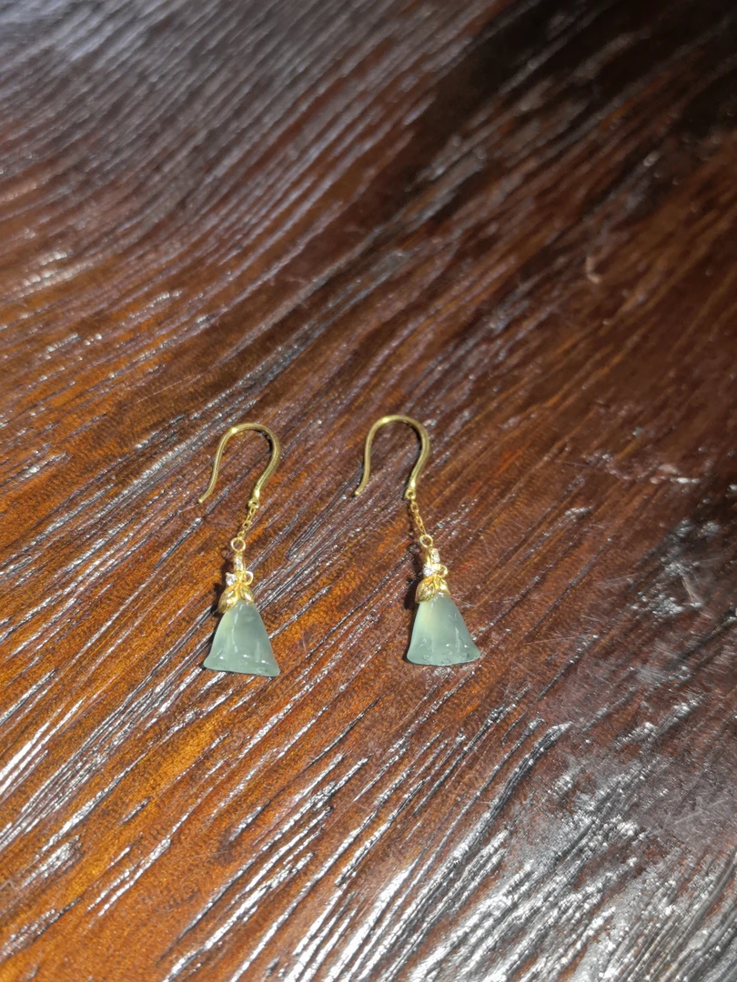 冰晴底莲蓬耳坠裸石尺寸8.3/7.0/3.2mm手工耳环