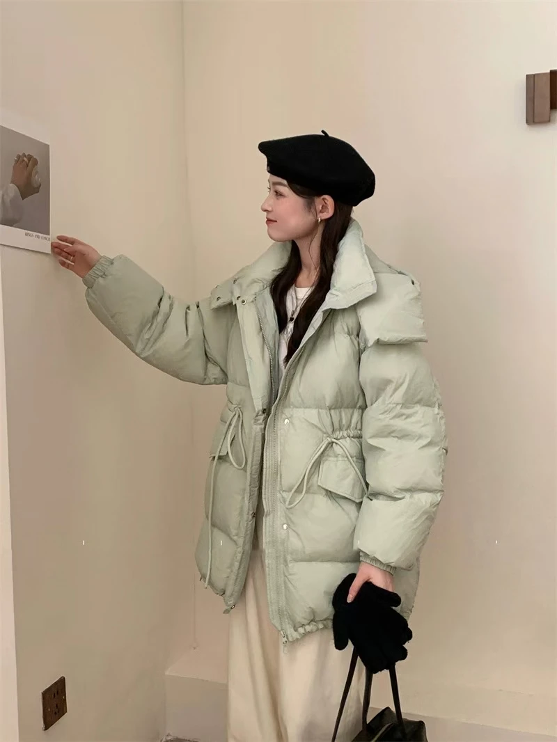 女连帽中长款高腰宽松加厚时尚加厚纯欲风泰式