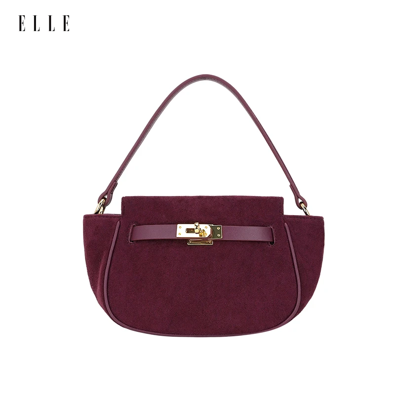 ELLE25新款简约通勤外出百搭精致手拎女士高级感小香风包包25164