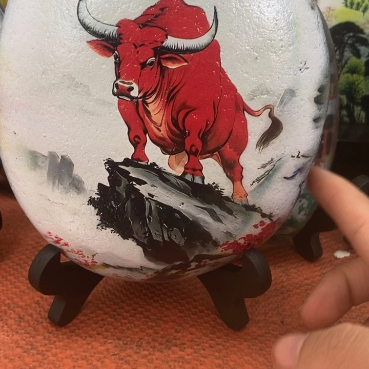 石材红牛摆件这么好看