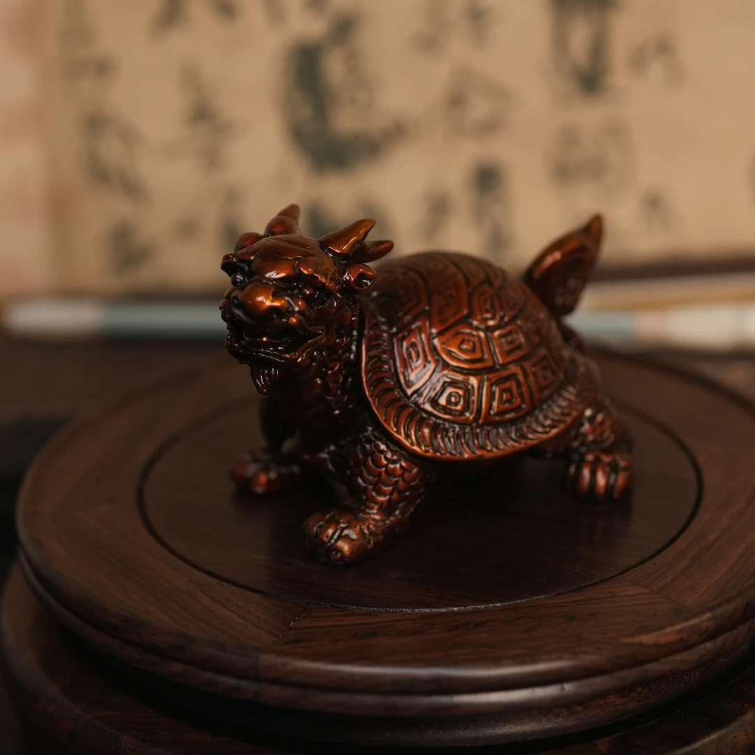 炳新（小龙龟）玄关桌面铜摆件 家居装饰工艺品