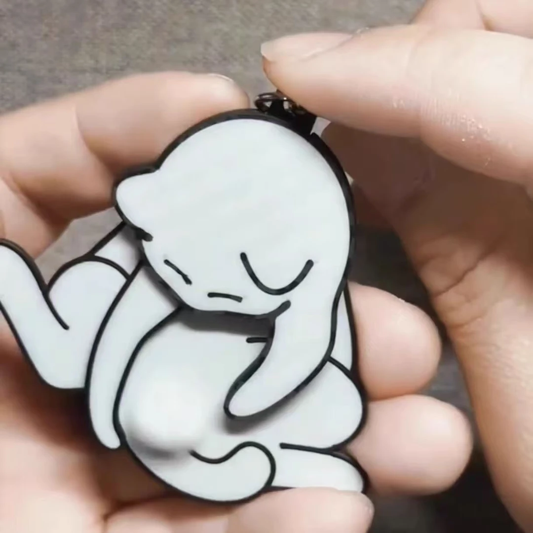 创意抽拉玩蛋猫钥匙扣挂件可爱搞怪可旋转背包挂件送朋友闺蜜礼物