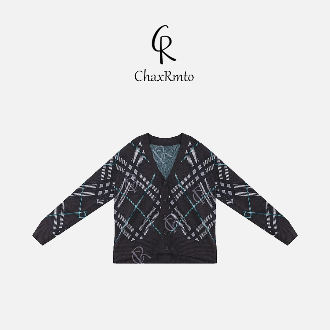 ChaxRmto 秋冬长袖设计感撞色条纹针织衫开衫上衣 斯斯CC1C1939