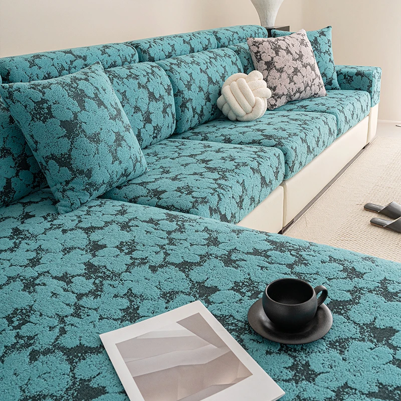 幸曼花宁摇粒绒四季通用型沙发套罩全包万能套新款简约弹力防滑垫