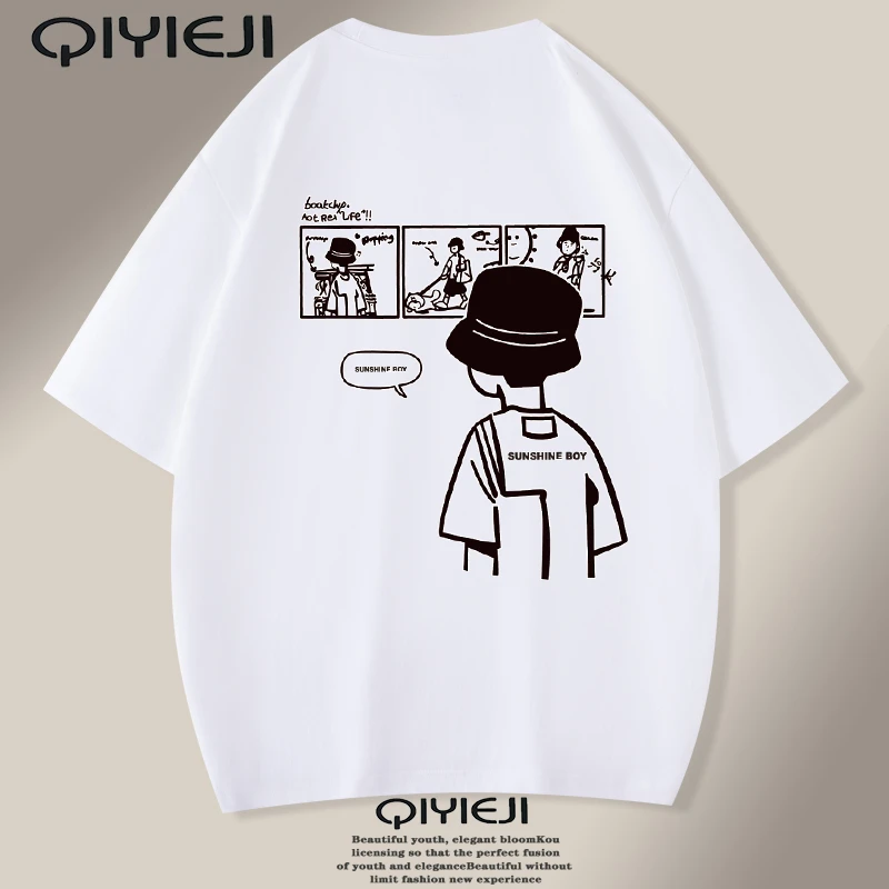 纯棉短袖T恤重磅潮牌男士上衣潮流宽松百搭半袖ins休闲圆领t恤