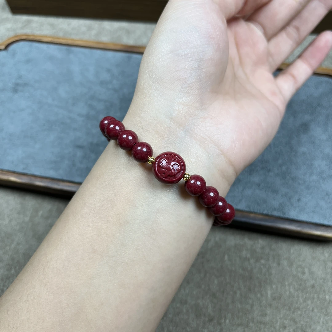 含辰砂工艺品高含量朱砂紫金砂设计款十二生肖平安手串