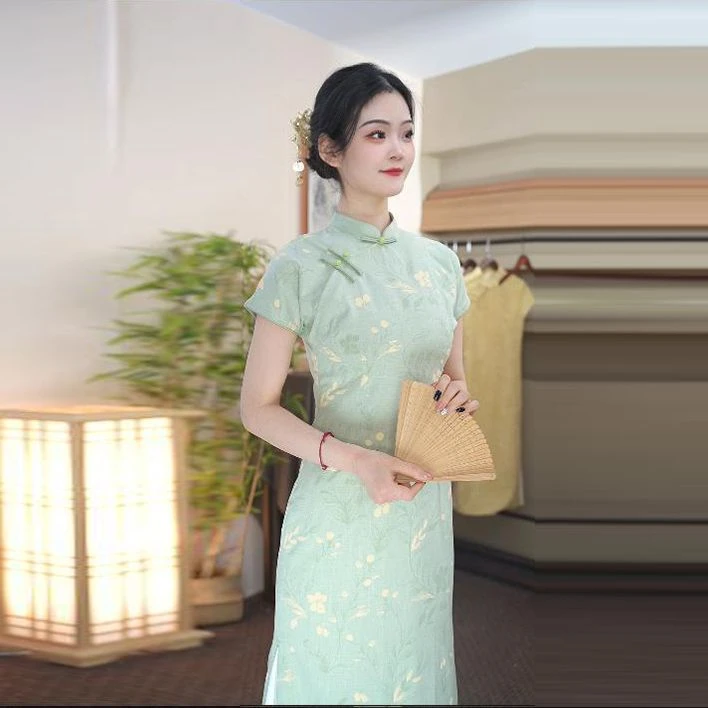 夏季旗袍女新款日常年轻气质复古中式旗袍连衣裙改良旗袍国风