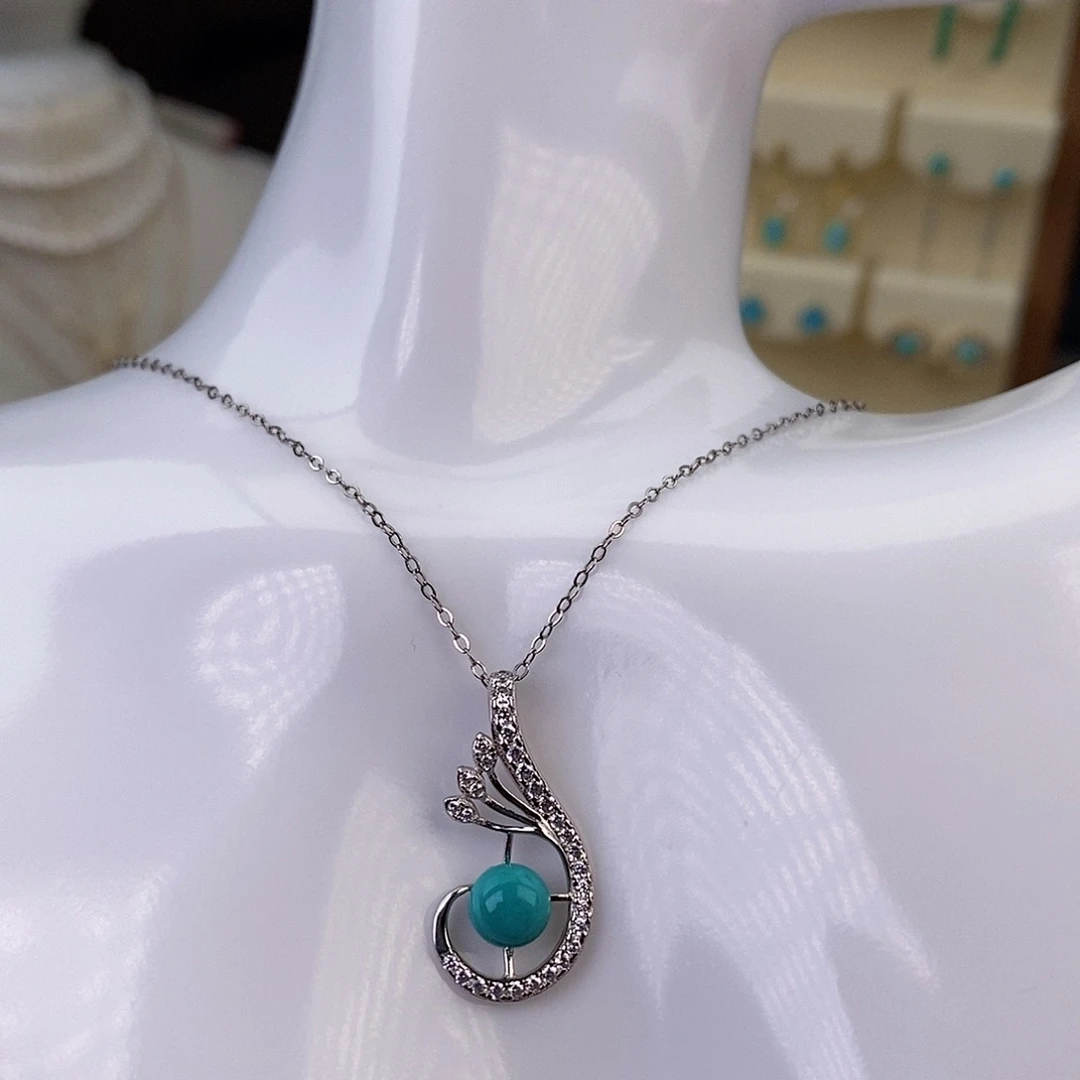 绿松石颈饰银S925镶嵌