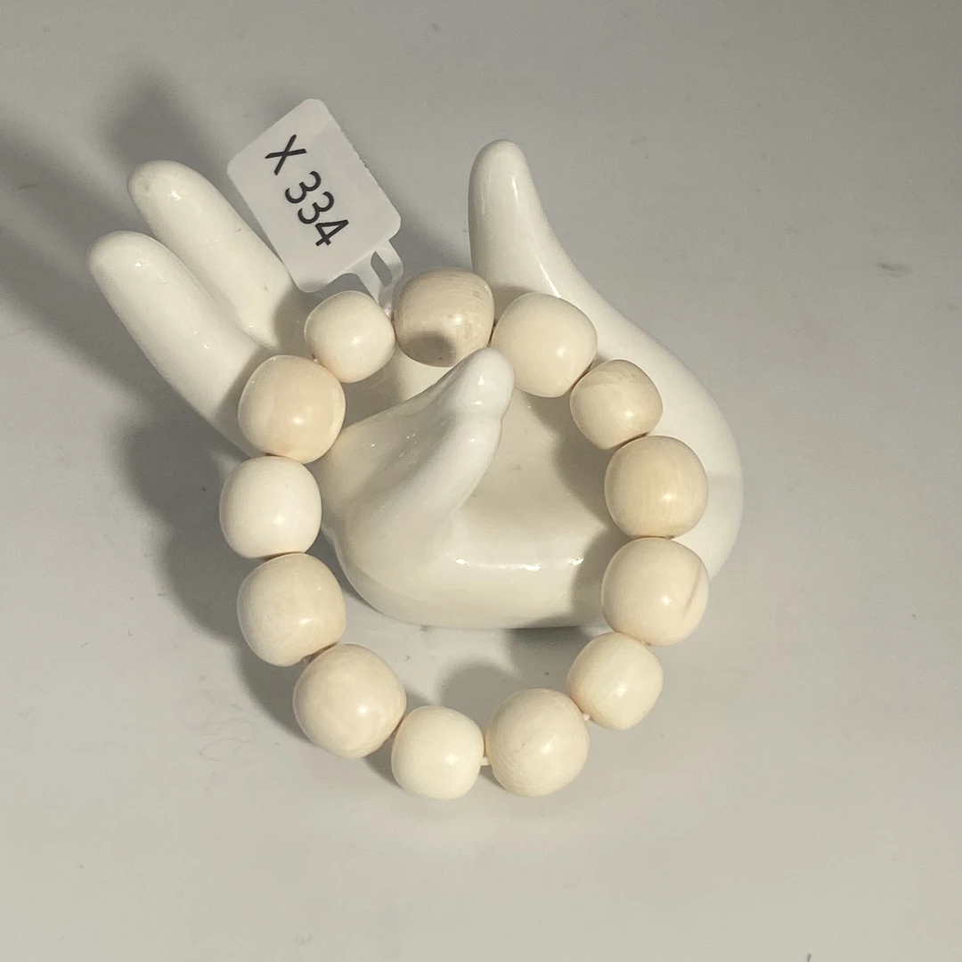 猛犸牙白冰料老型手串单圈11+mm假一罚四X334