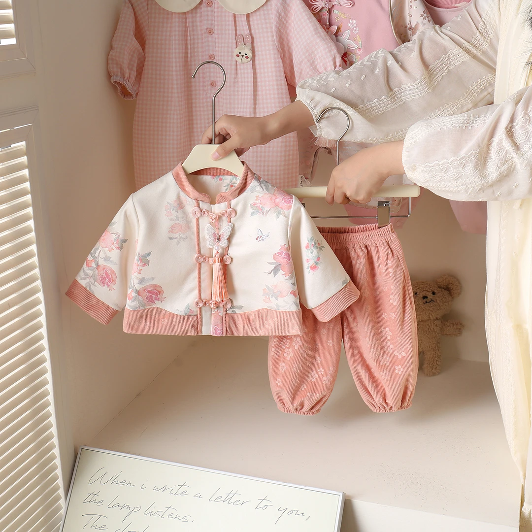 周岁礼服婴儿套装秋新中式唐装抓周国风宝宝喜庆小女孩生日衣服春