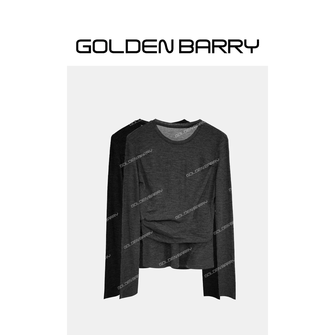 |202422羊毛褶皱气质打底衫