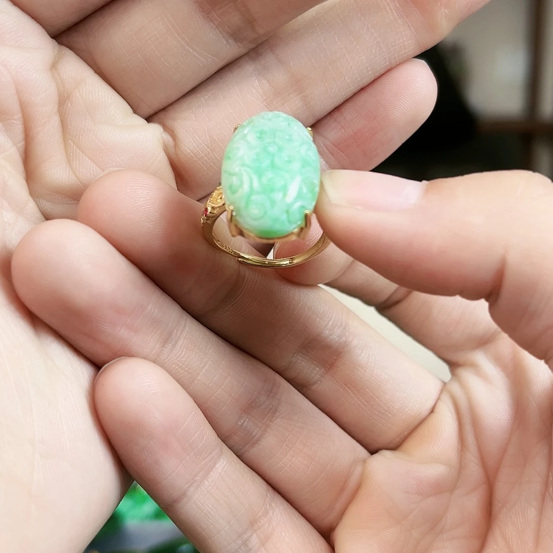 翡翠戒指银S925镶嵌戒指