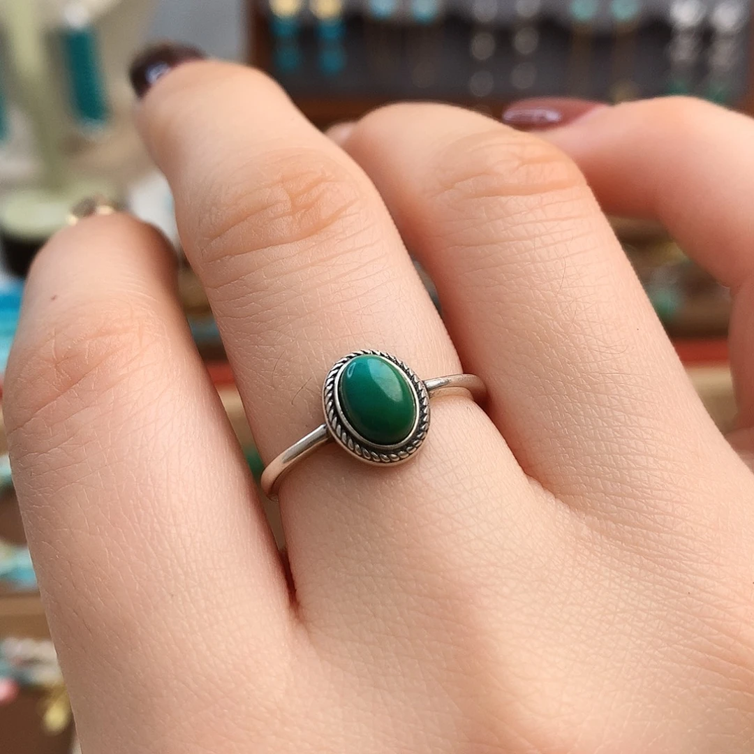 绿松石精品绿松石戒指银S925镶嵌