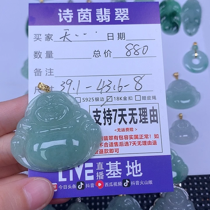 天***）颈饰未镶嵌翡翠天然