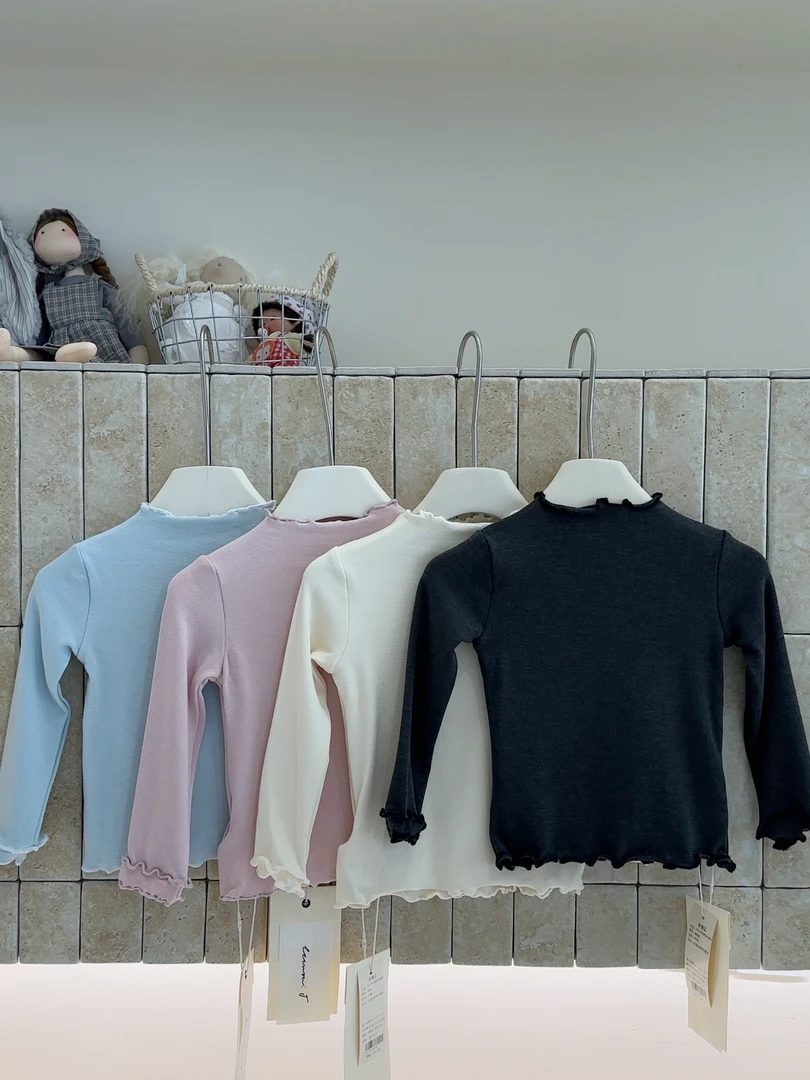 LJ-72217-TBB花与寻童装女童打底衫2025秋季新款木耳边设计韩版