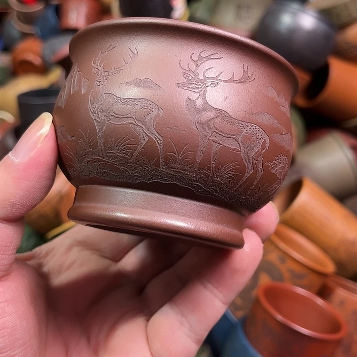 紫砂茶杯全手工紫砂主人杯