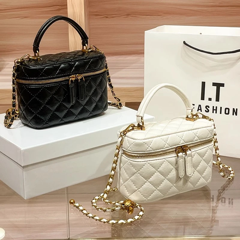 小香风菱格链条高级感手提盒子小包包女2025包包女款爆款2025新款