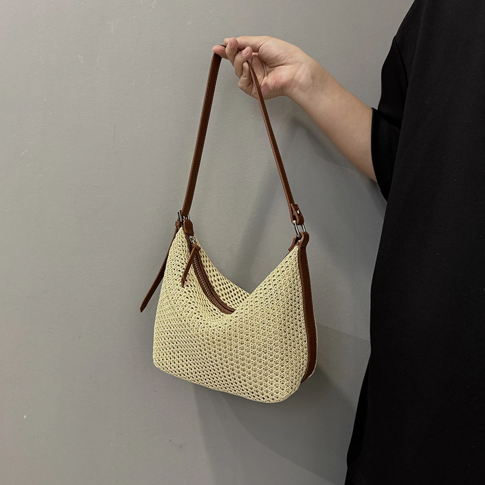 高级感都市简约饺子包手工编织包休闲度假风百搭时尚单肩斜挎包女