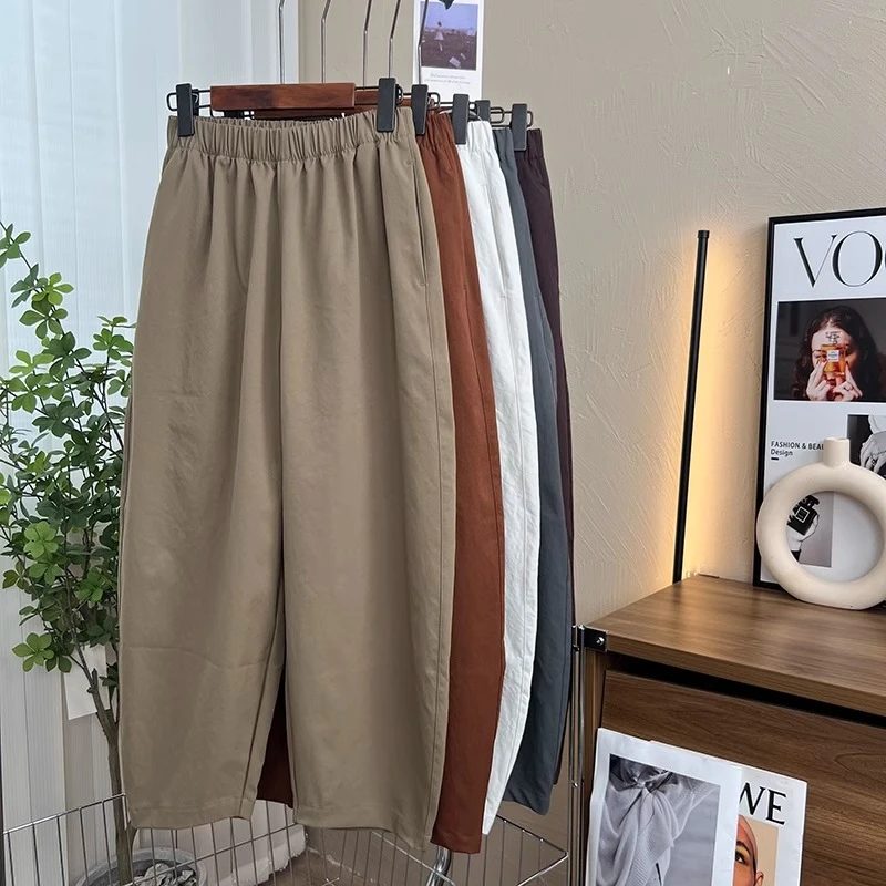 9957抗皱夏季水洗松紧腰九分豌豆裤休闲升级舒柔特面料气球奶奶裤