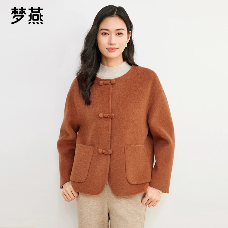 复古改良中式盘扣 温柔圆领减龄大衣CA21B4505