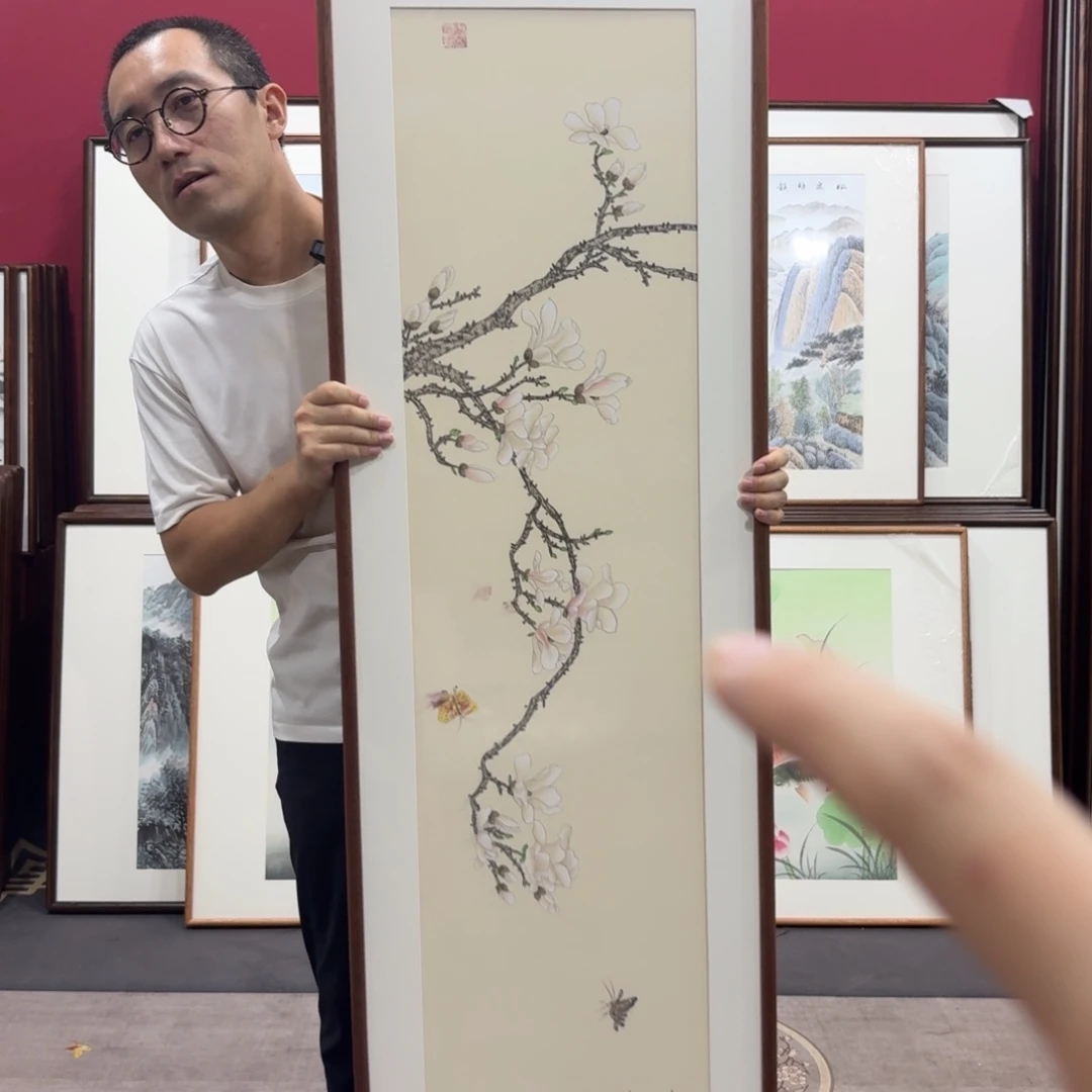 国画带框160/45尺寸晕墨瑕疵