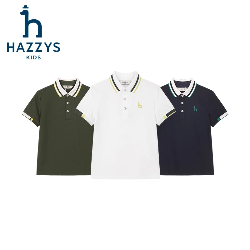 Hazzys/哈吉斯品牌童装男童夏季新款polo衫短袖运动休闲透气经典